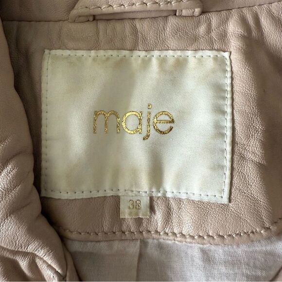 Maje Vicky Cotton-Trimmed Leather Biker Jacket Size 38 US M - Picture 8 of 12